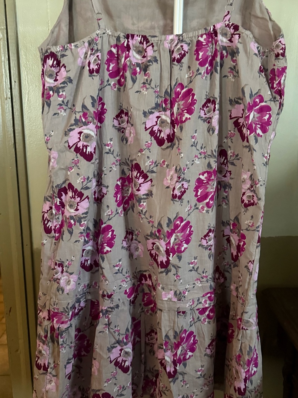 Old Navy Taupe Midi Dress Pink Floral Print -Medium- Excellent Condition #90